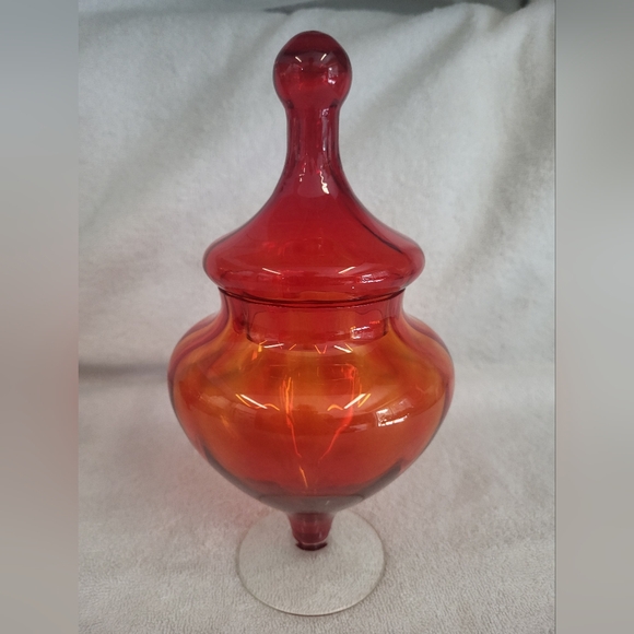 Empoli Other - Beauiful Red/orange Empoli Covered Candy Dish. Excellent Condition Vintage